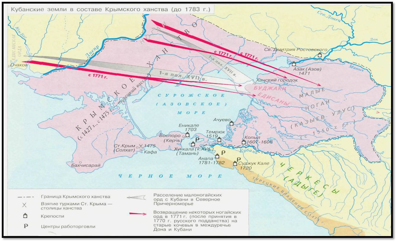 Карта Крымского ханства в 15 веке
